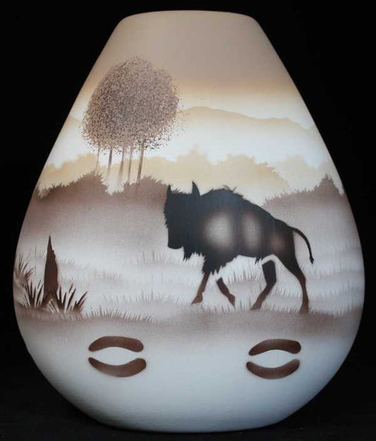 64100 Back Country Tracks Buffalo 8 1/2 x 9 Pillow Vase