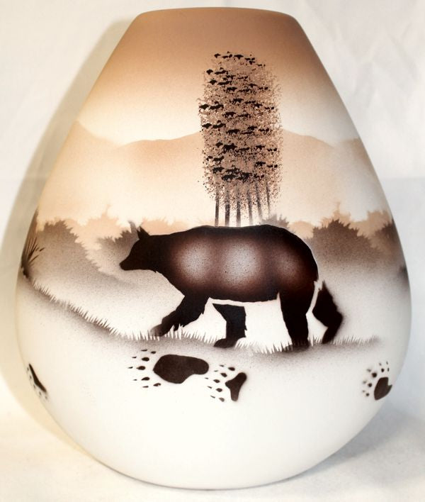 67100 Back Country Tracks Bear 8 1/2 x 9 Pillow Vase