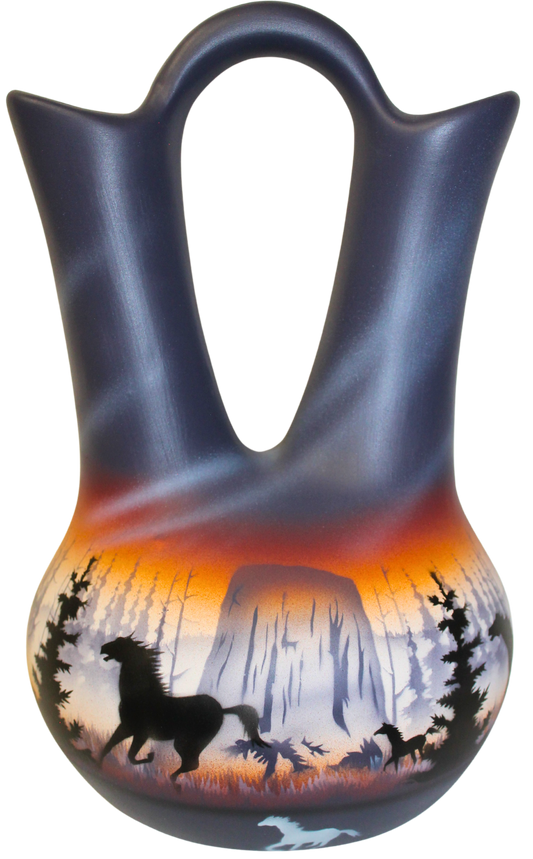 DTC7 Devils Tower Horses 7 1/2 x 12 Wedding Vase