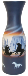 DTE1 Devils Tower Horses 4 1/2 x 11 1/2 Flower Vase