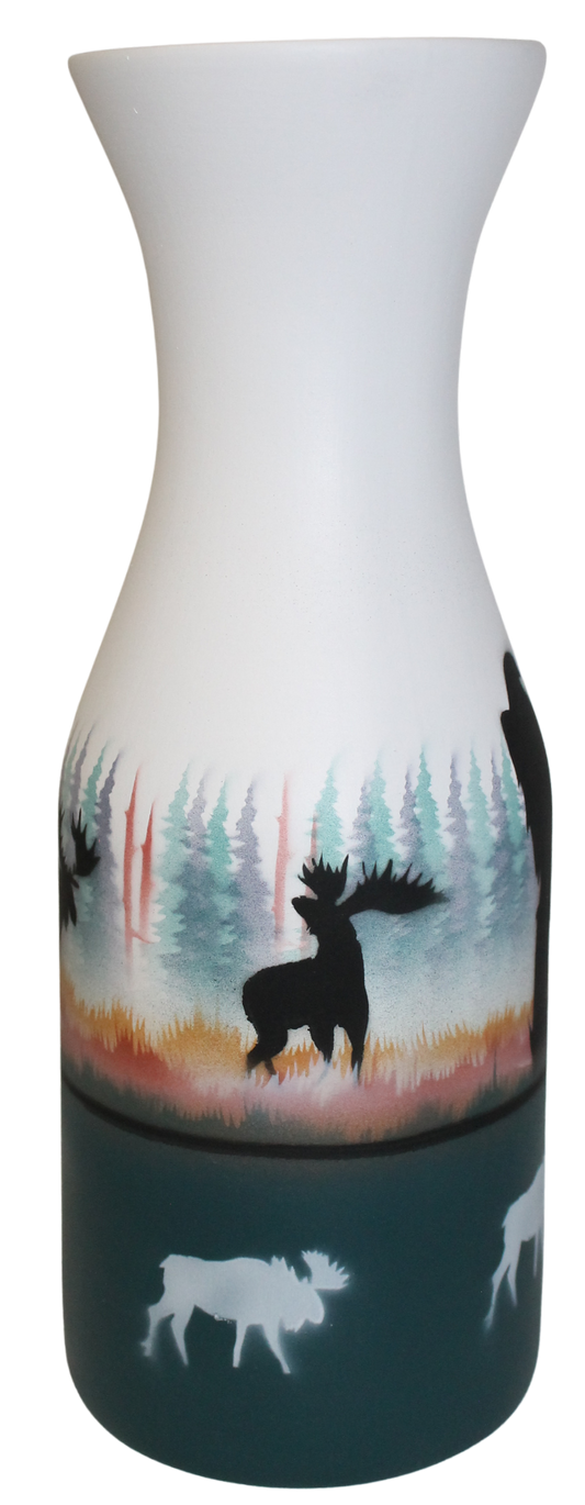 MSE1 Morning Mist -Moose 4 1/2 x 11 1/2 Flower Vase
