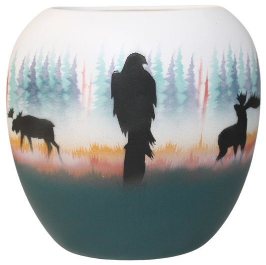 MSE3 Morning Mist -Moose 8 1/2 x 8 1/2 Pillow Vase