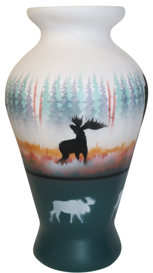 MSE4 Morning Mist -Moose 5 1/2 x 10 Flower Vase