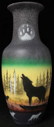 WSC3 Woodland Shadows - Wolf 6 x 14 Totem Vase
