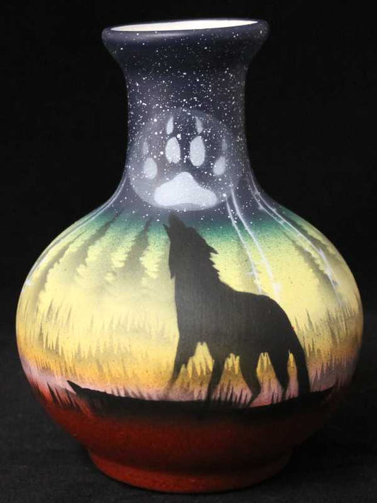 WSM1 Woodland Shadows - Wolf 4 1/2 x 6 Vase