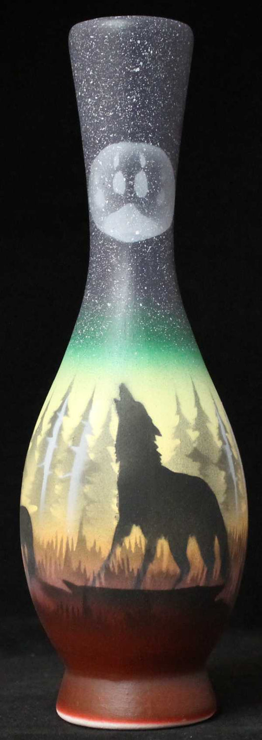 WSM4 Woodland Shadows - Wolf 3 x 8 Bud Vase