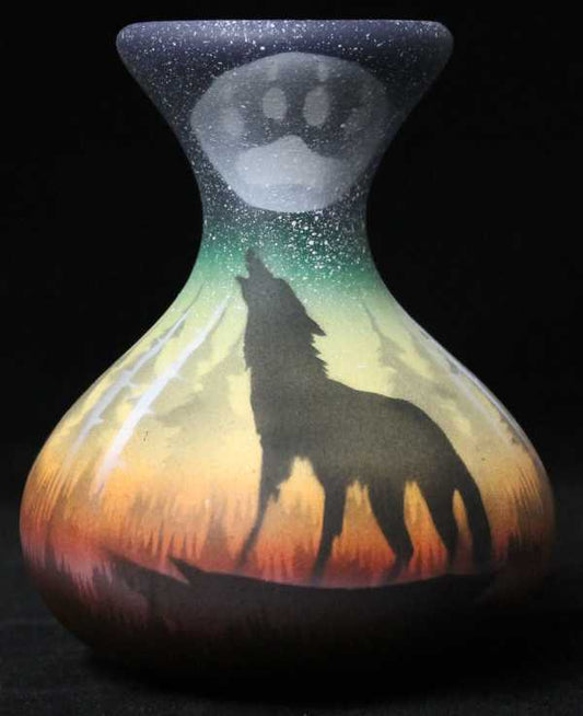 WSS5 Woodland Shadows - Wolf 4 x 5 Bud Vase