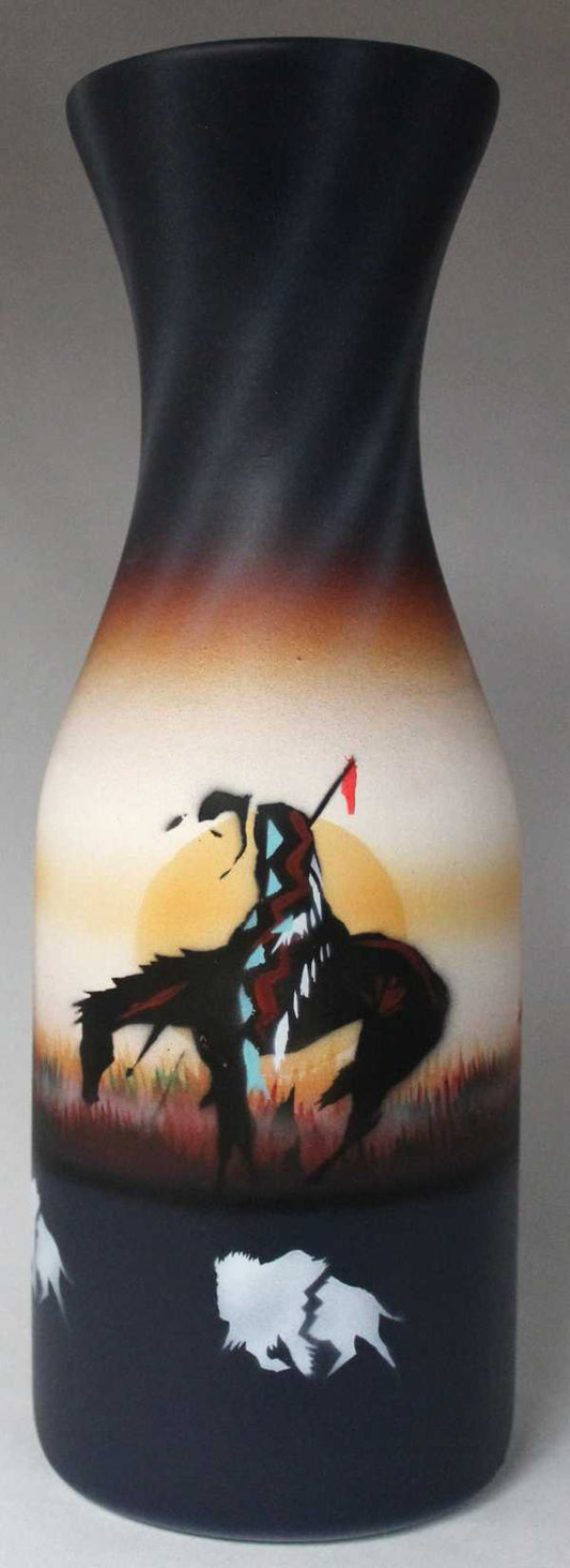 ETE1 End of the Trail 4 1/2 x 11 1/2 Flower Vase