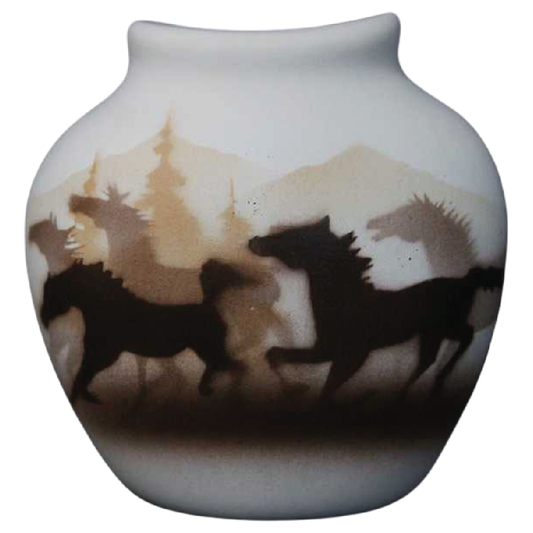 33141 Wild Horses  3 x 3 Pillow Vase
