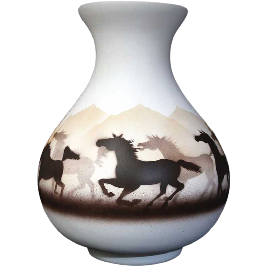 33136 Wild Horses  10 1/2 x 14 1/2 Vase