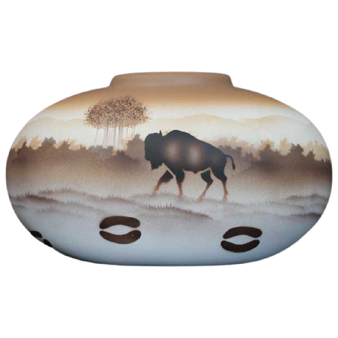 64142 Back Country Tracks Buffalo 16 1/2 x 10 1/2 Pillow Vase