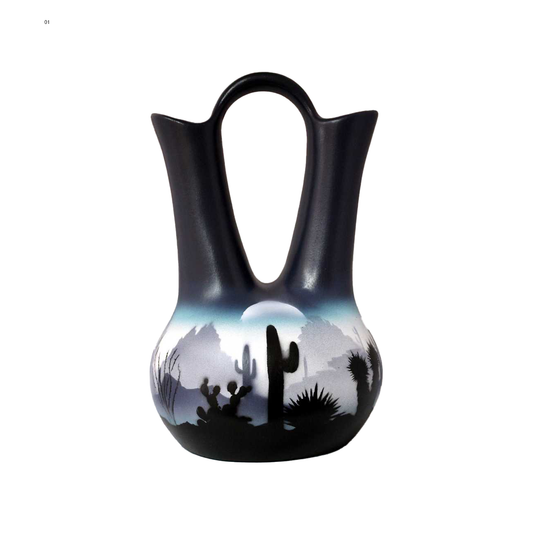 44065 Blue Sonora Desert  7 1/2 x 12 Wedding Vase