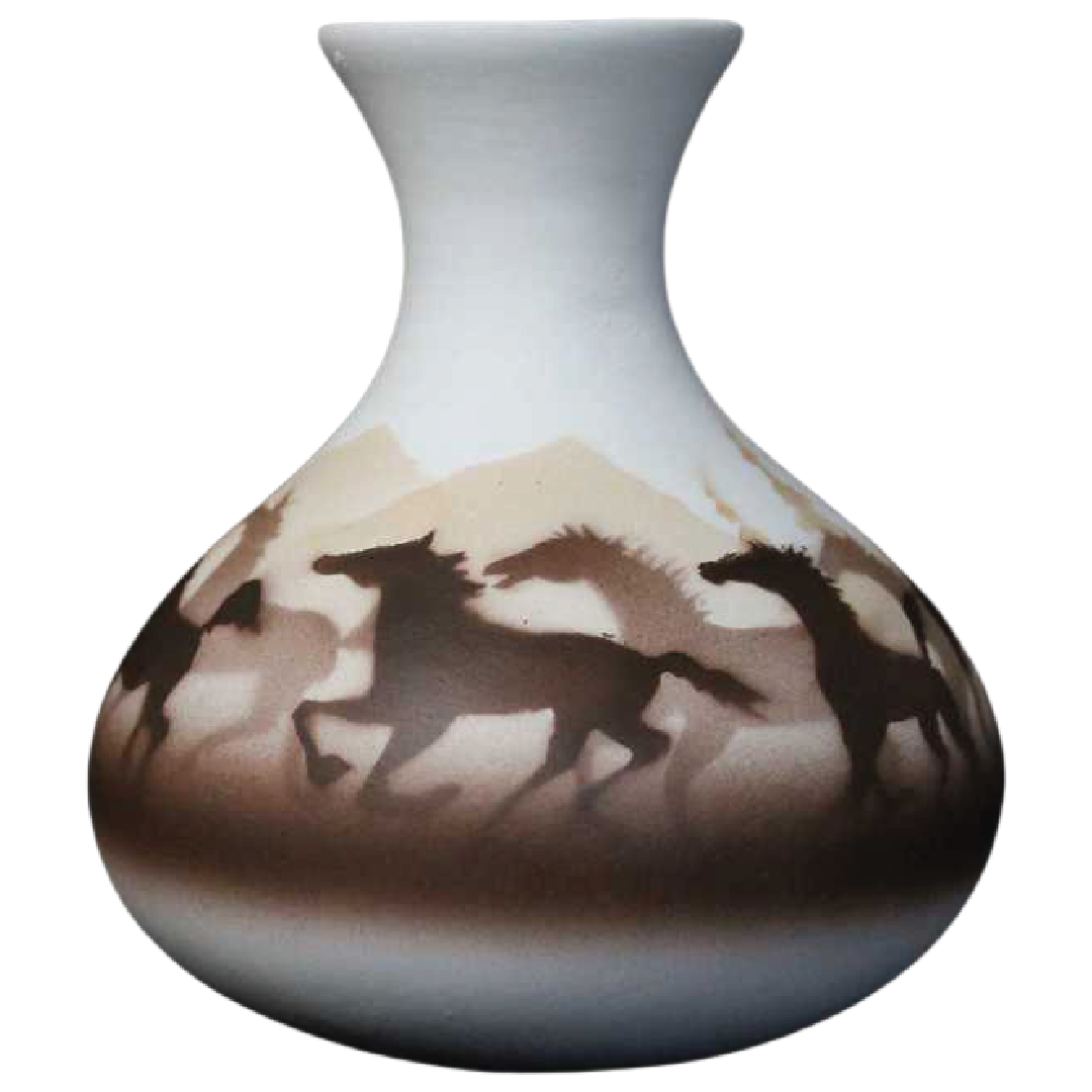 33135 Wild Horses  3 1/2 x 4 1/2 Ball Vase