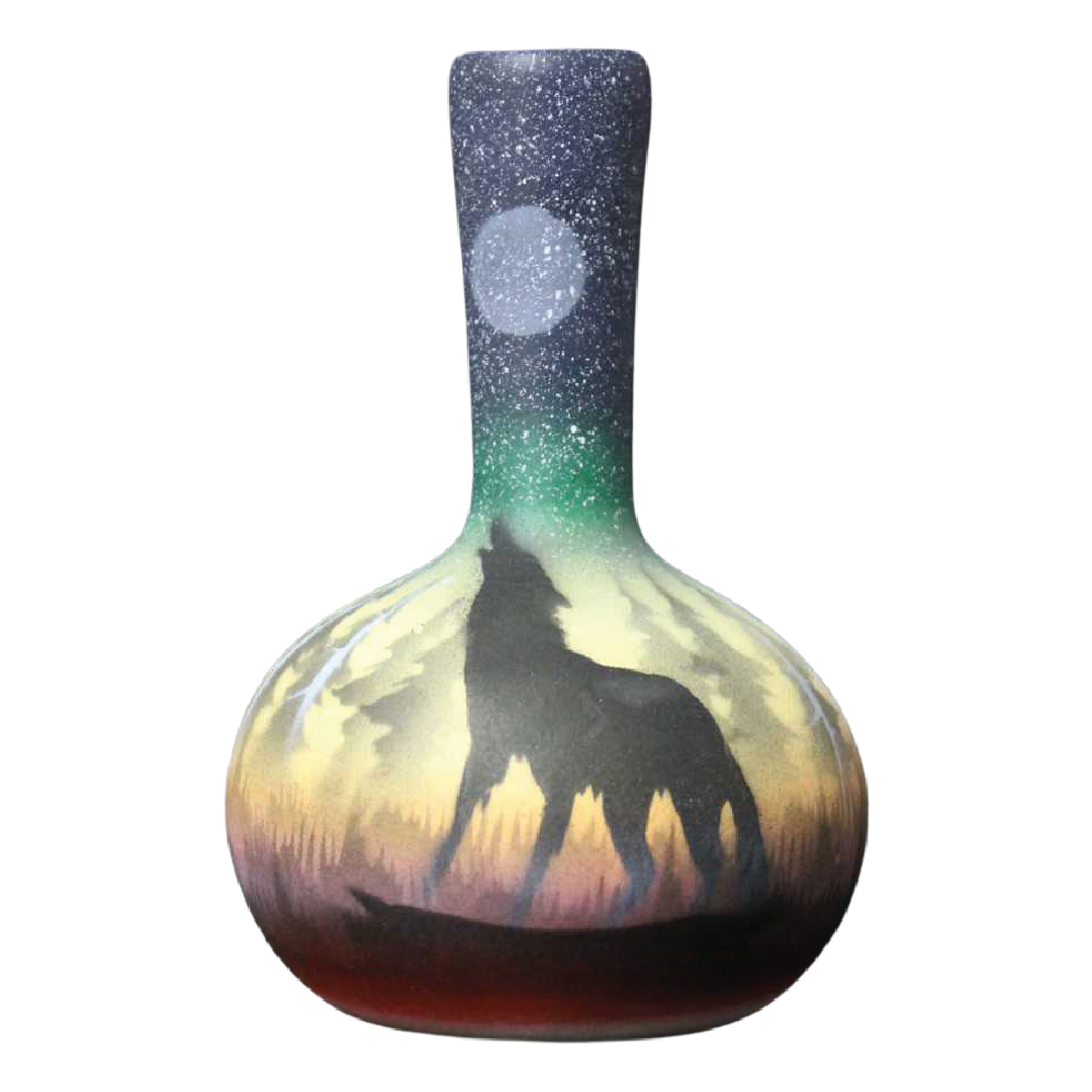 WSS3 Woodland Shadows - Wolf 3 1/2 x 5 1/2 Ball Vase