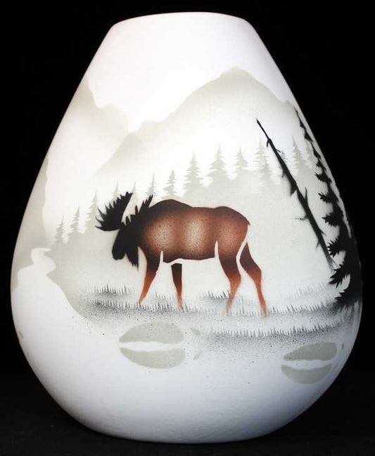 60100 High Country Tracks Moose 8 1/2 x 9 Pillow Vase