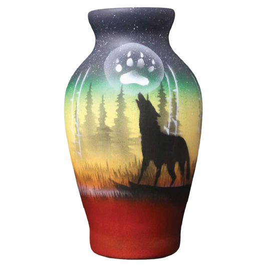 WSM5 Woodland Shadows - Wolf 4 x 7 Vase