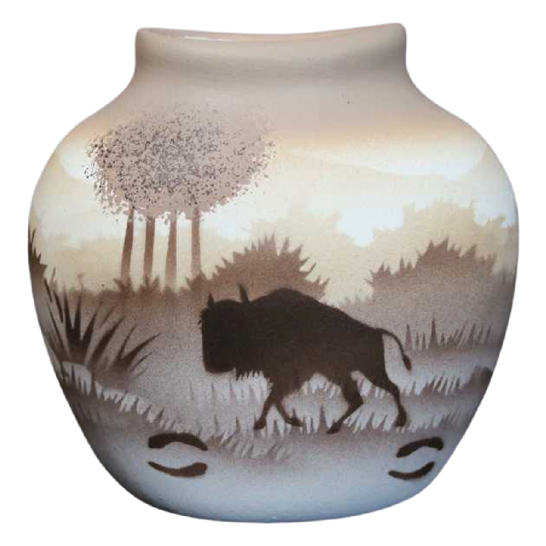 64141 Back Country Tracks Buffalo 3 x 3 Pillow Vase