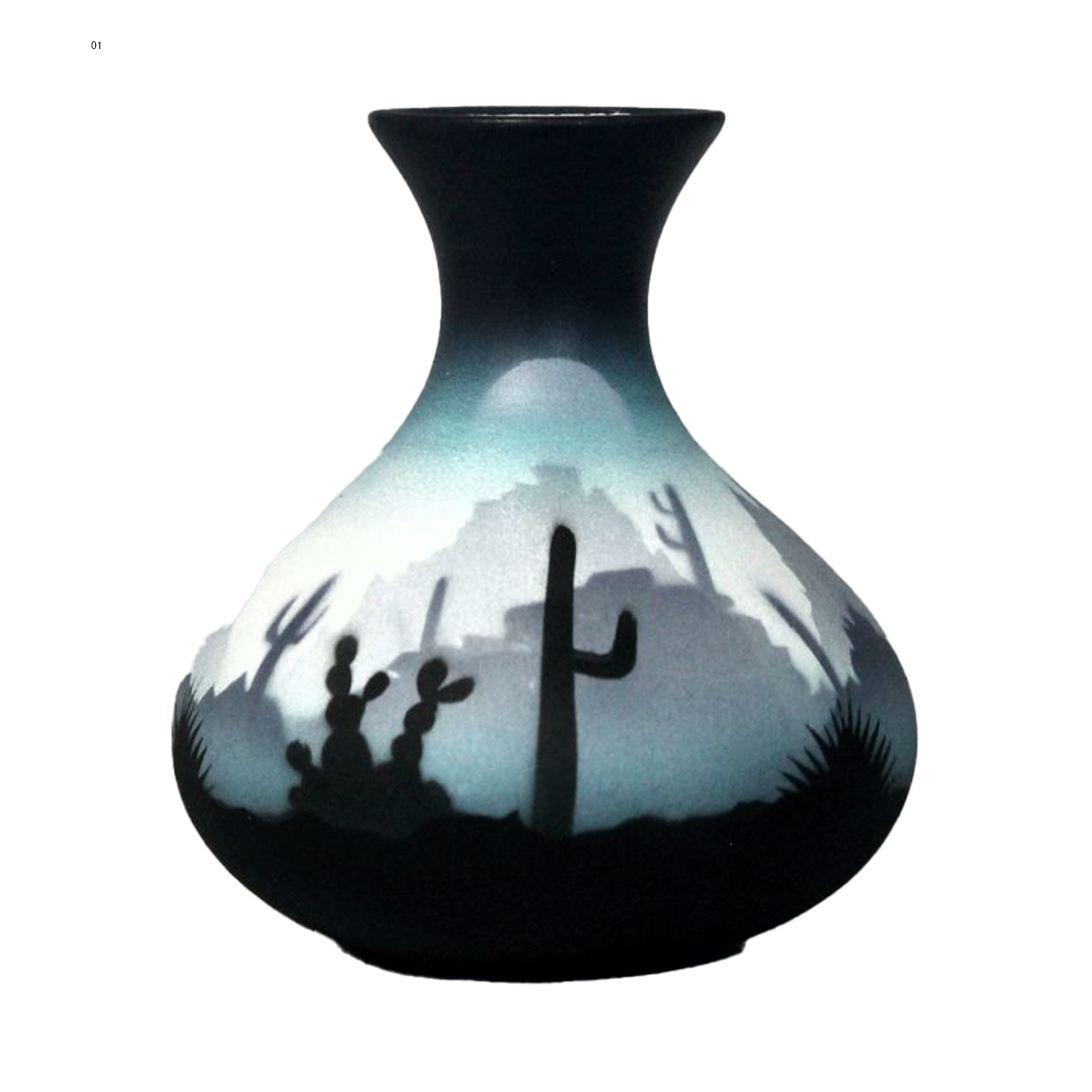 44135 Blue Sonora Desert  3 1/2 x 4 1/2 Ball Vase
