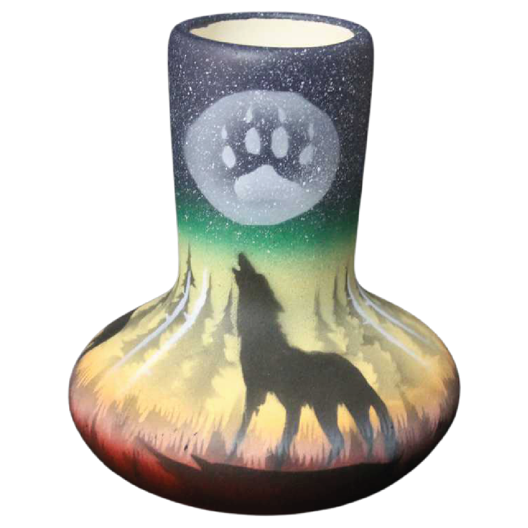 WSM1 Woodland Shadows - Wolf 4 1/2 x 6 Vase