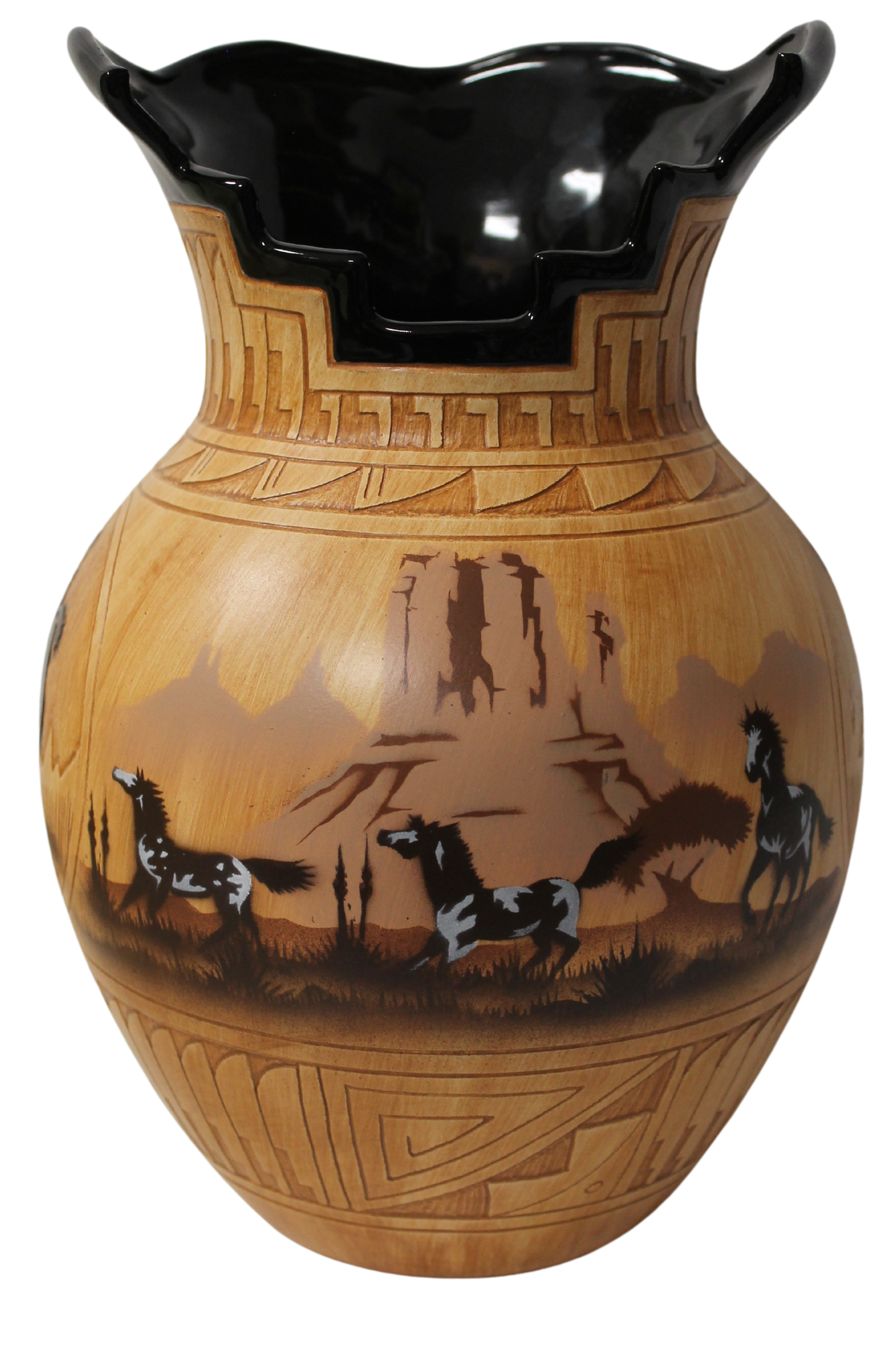 Navajo Etched Woodgrain Finish Collector Piece by James Benally -(JBW135A)
