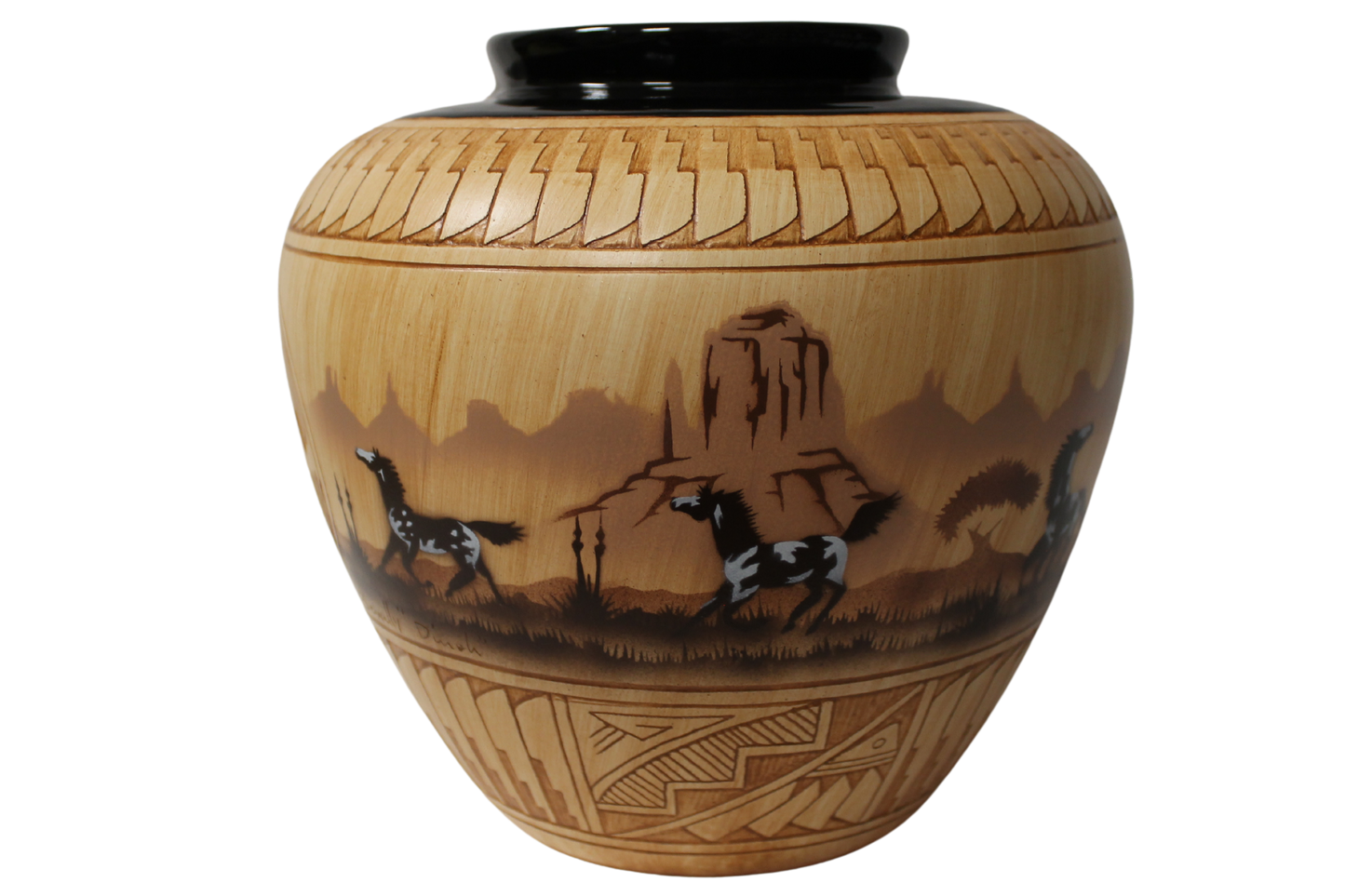 Navajo Etched Woodgrain Finish Collector Piece by James Benally -(JBW135B)