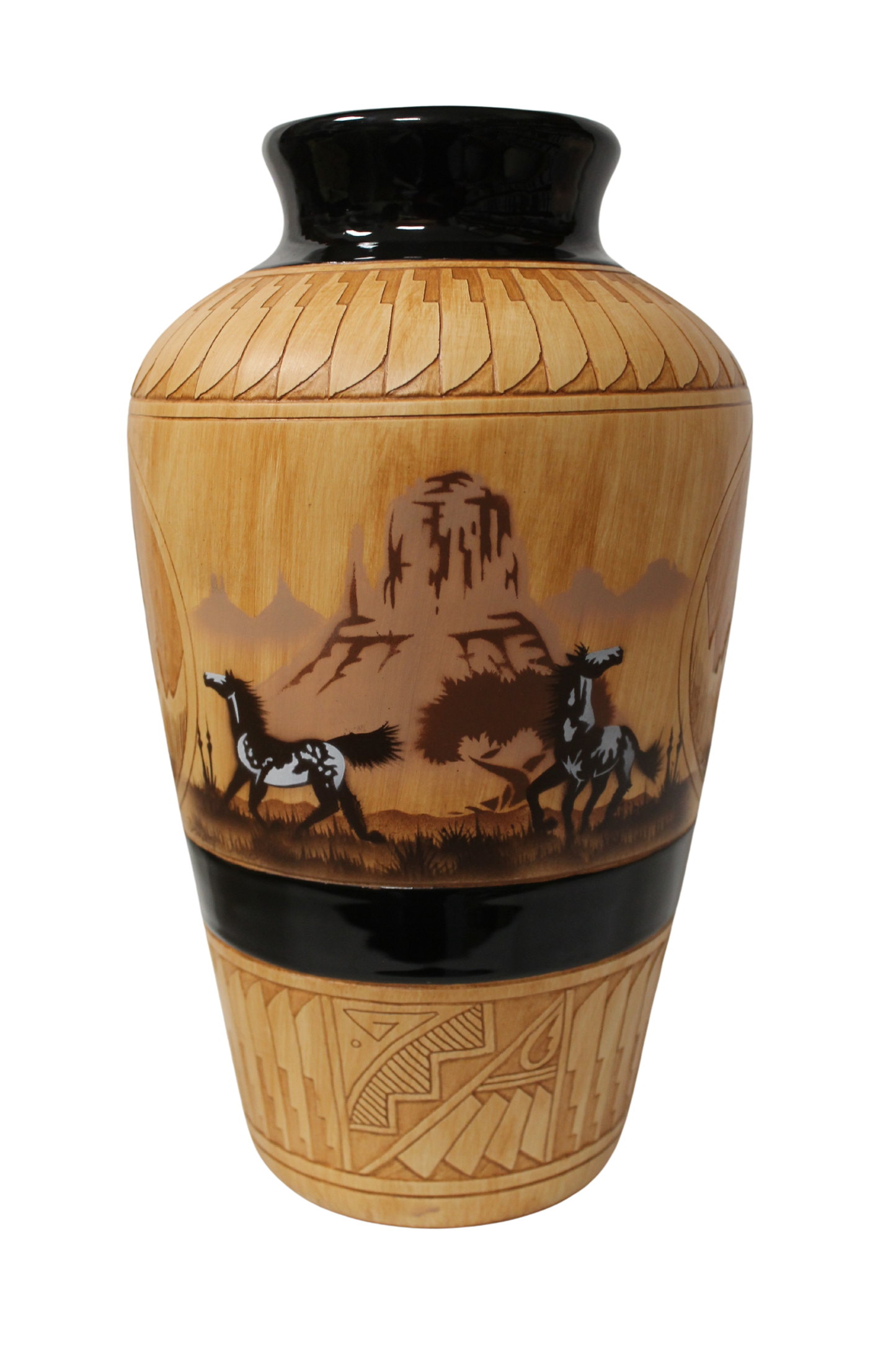 Navajo Etched Woodgrain Finish Collector Piece by James Benally -(JBW176A)